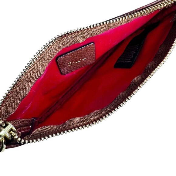 Ralph Lauren Red Makeup Toiletry Cosmetic Small Travel Pouch Bag Leather Strap - Picture 9 of 13